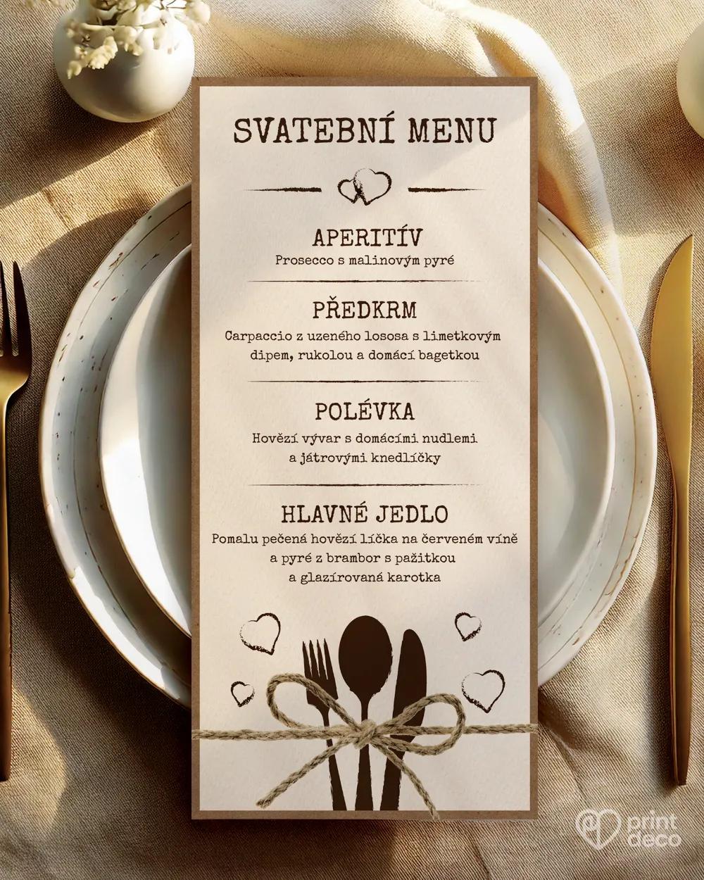Svatební menu ve vintage stylu Vintage I.