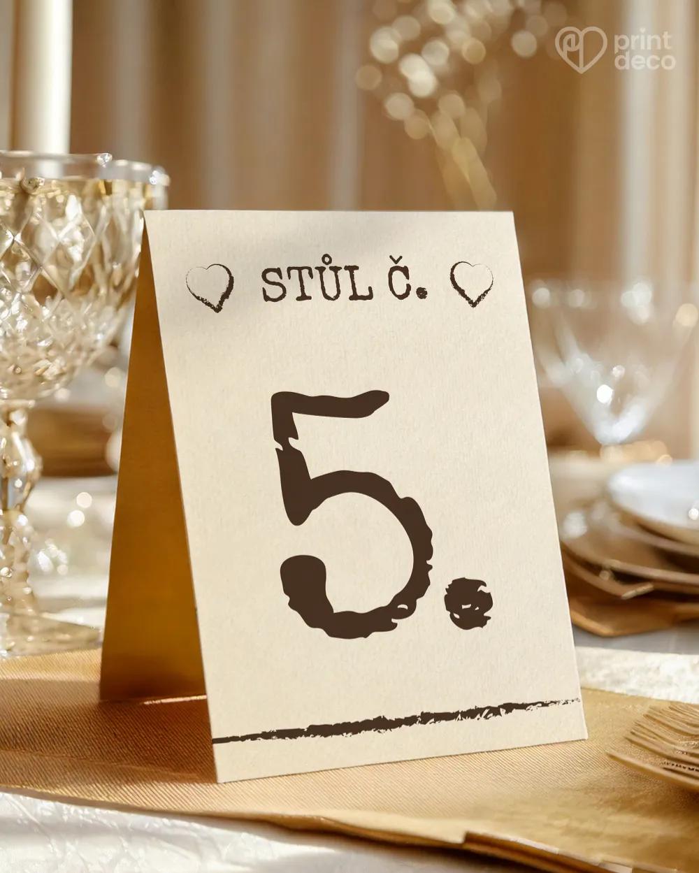 Svatební číslování stolů – Vintage