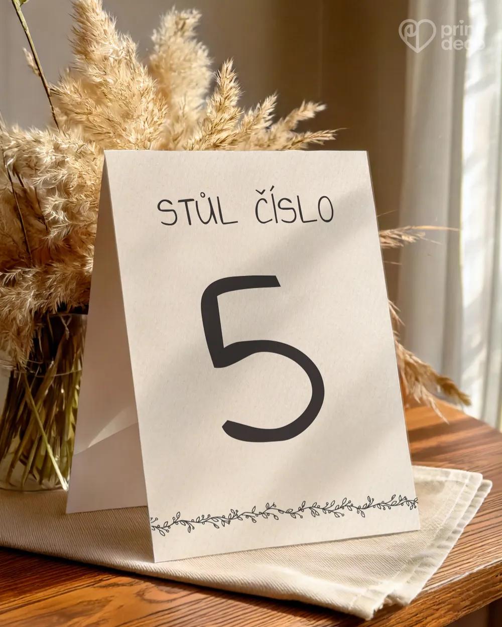 Svatební číslování stolů – Vintage v přírodním motivu