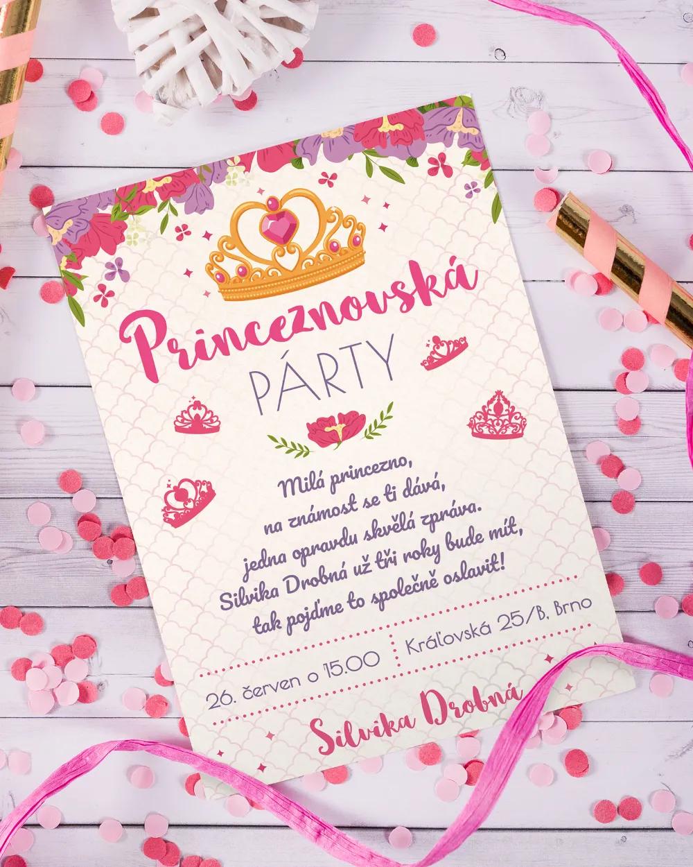 Pozvánka na dětskou oslavu – Princezna