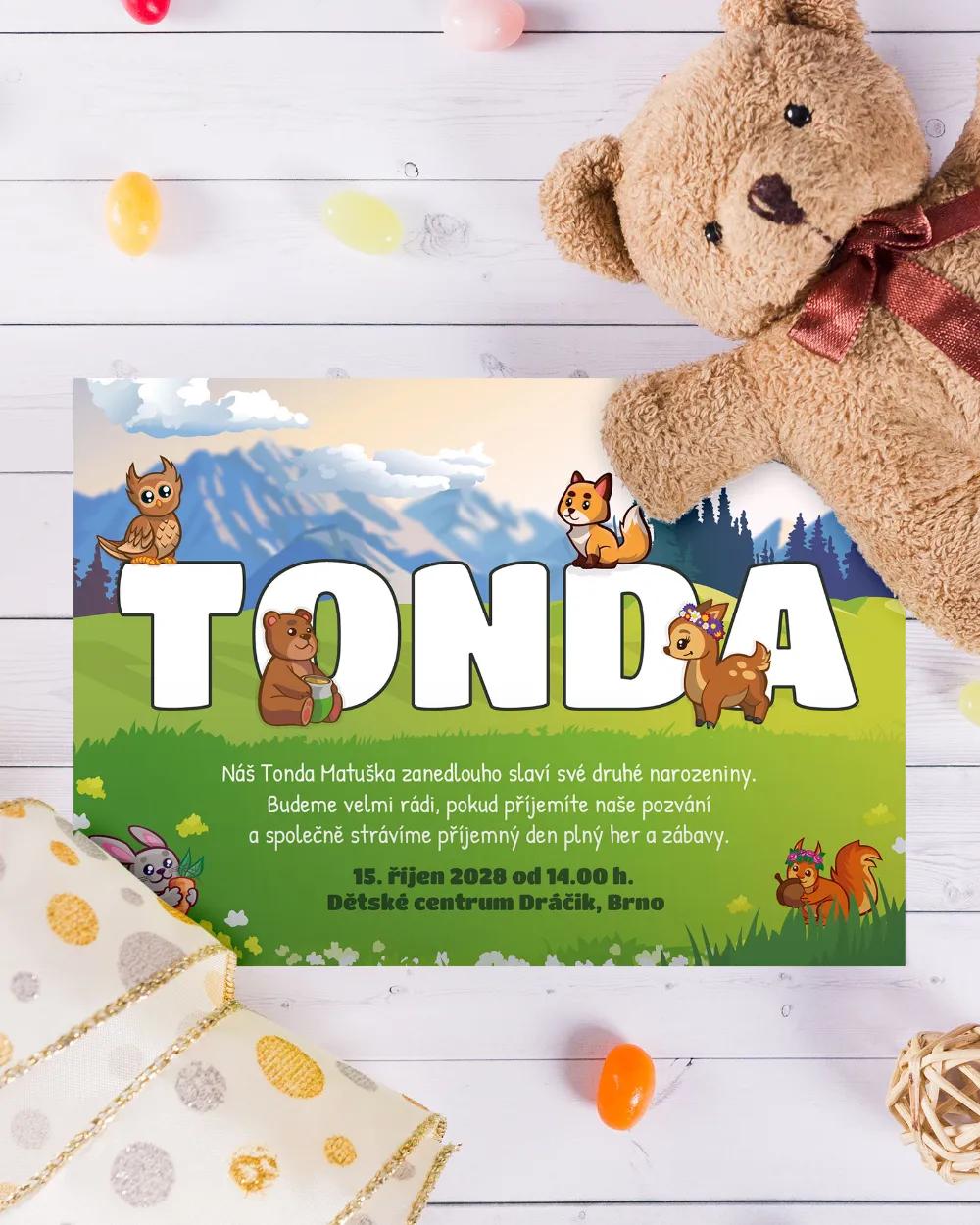 Pozvánka na dětskou oslavu – Lesní zvířátka