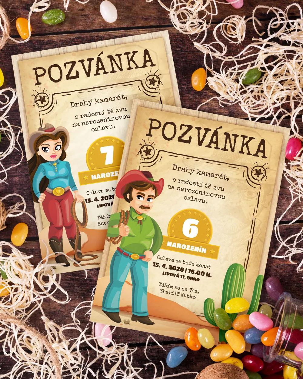 Pozvánka na dětskou oslavu – Western chlapec / dívka