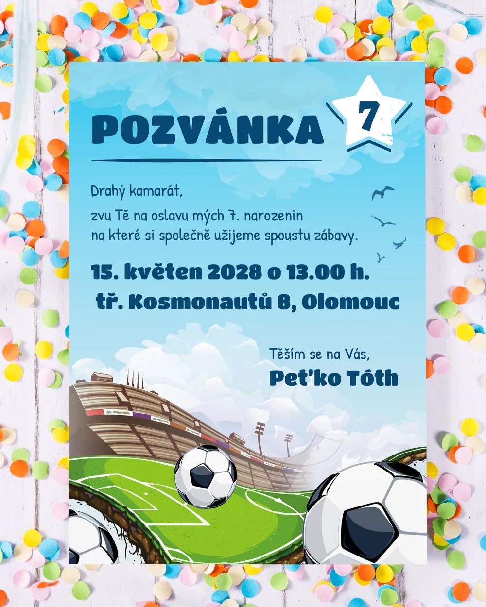 Pozvánka na dětskou oslavu – Fotbal