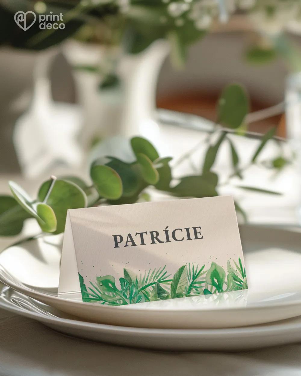 Svatební jmenovky v motivu Greenery I.