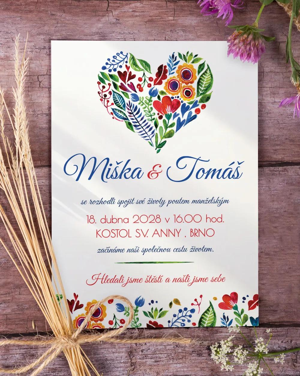 Lidové folklórní svatební oznámení