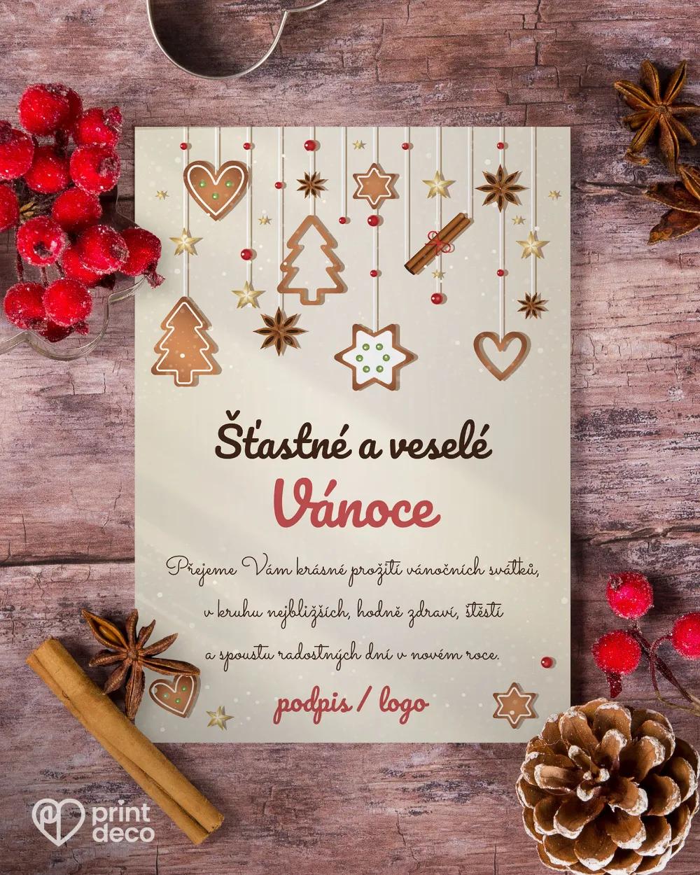 Vánoční pozdrav s motivem perníčků