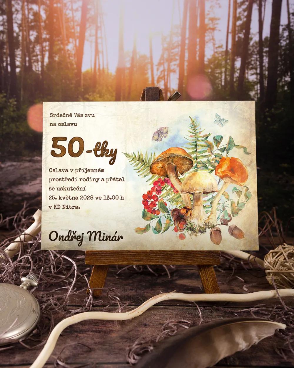 Pozvánka na narozeniny - Lesní houby
