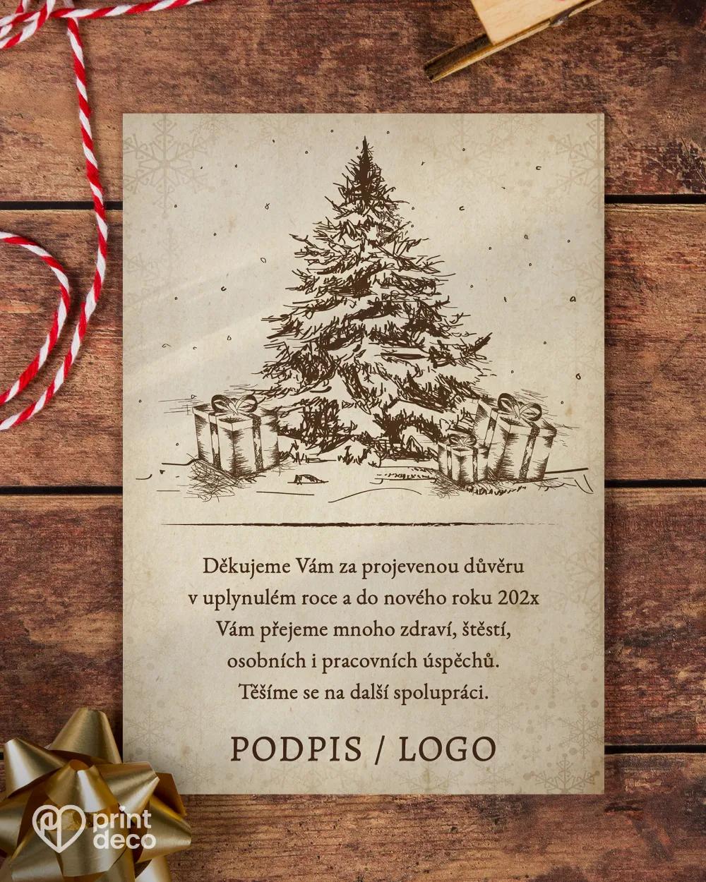 Vánoční pozdrav s vintage stromkem