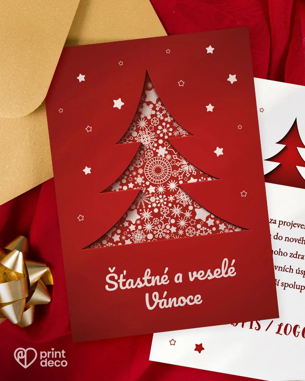 Vánoční pozdrav červený stromek