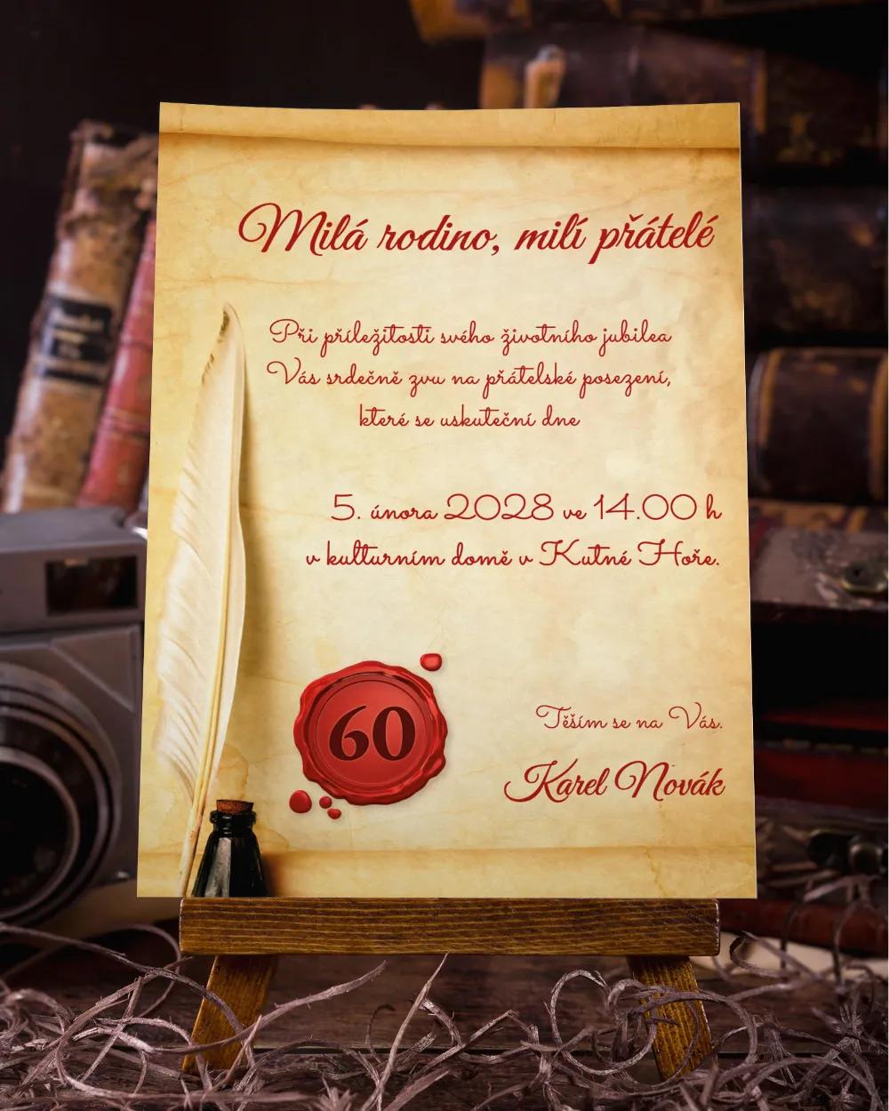 Pozvánka na narozeniny - Starý svitek