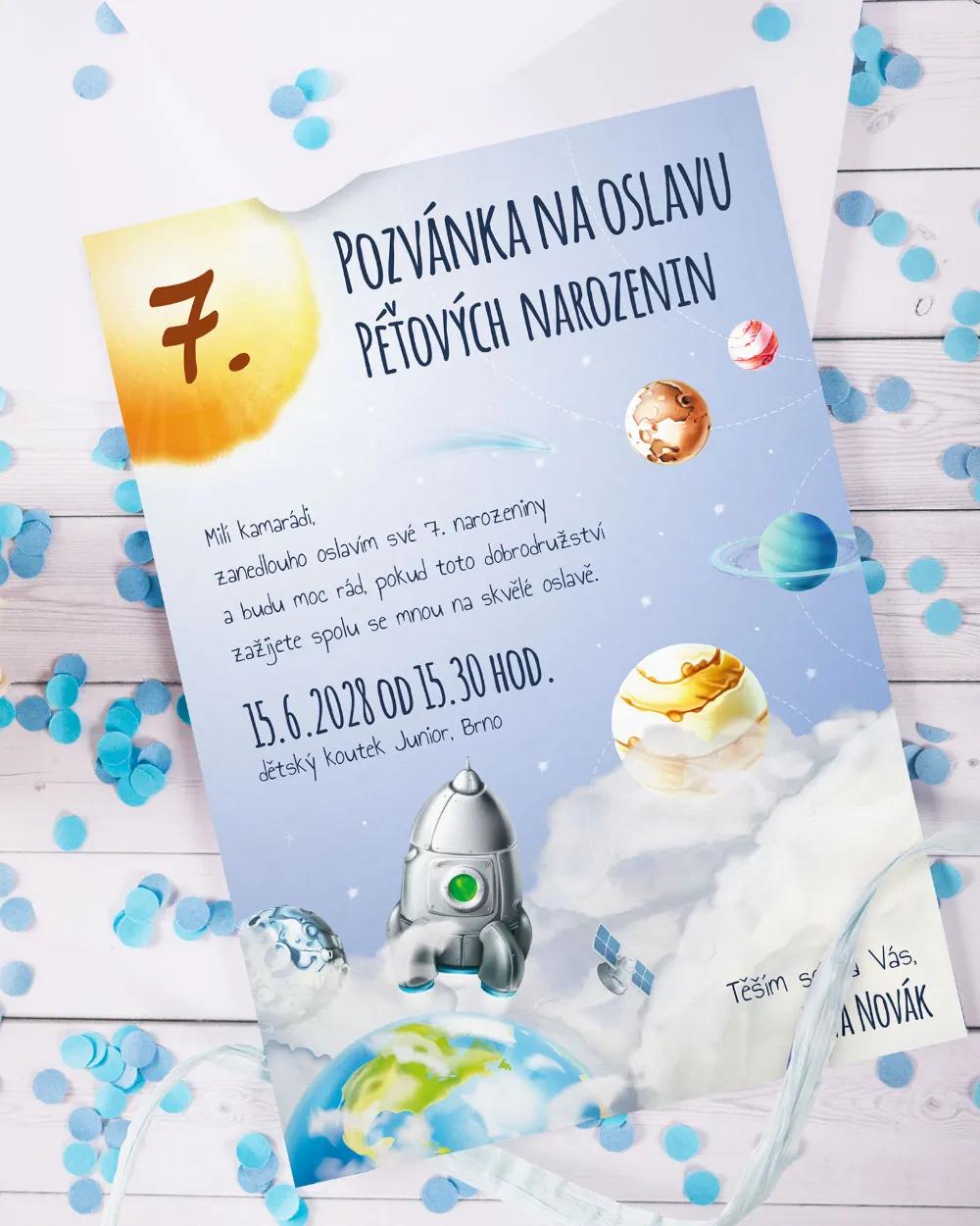Pozvánka na dětskou oslavu – Vesmír