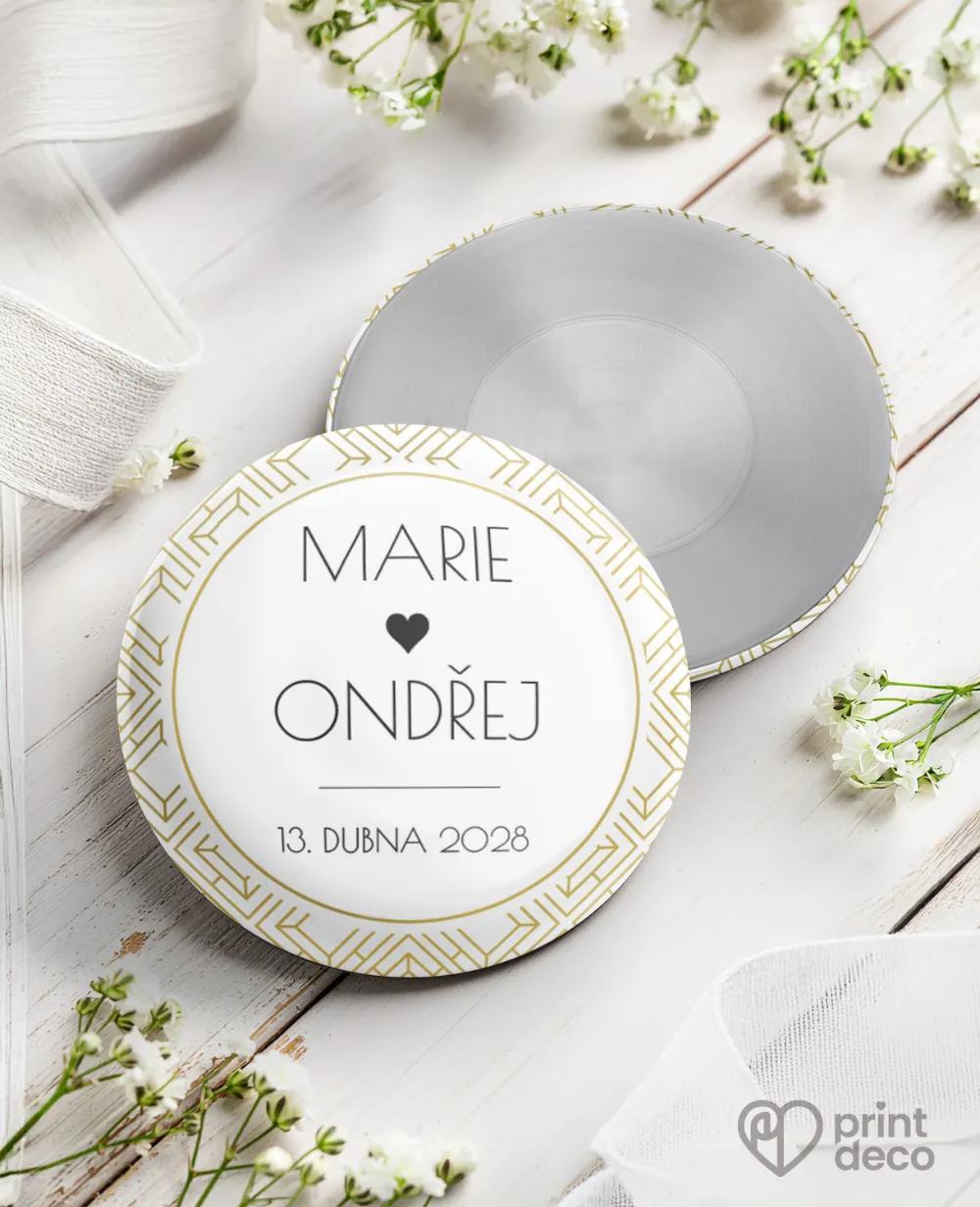 Kovové svatební magnetky - Art Deco I.