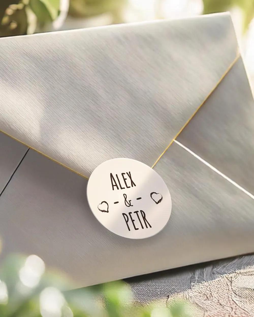 Svatební mini nálepky na obálky a dárky ve vintage stylu
