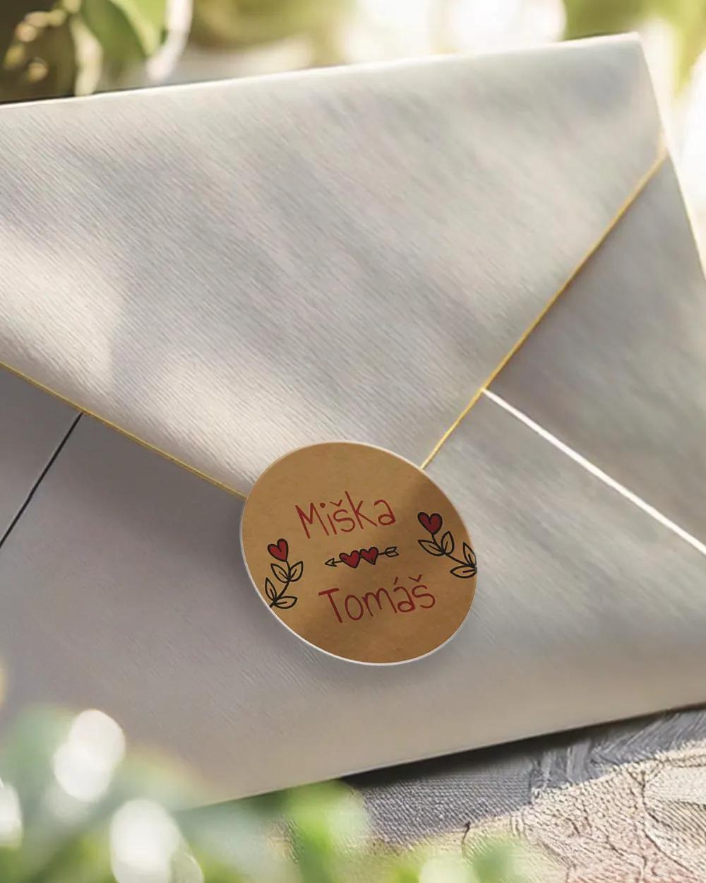 Mini nálepky na obálky / darčeky s motívom kraft (tmavé)