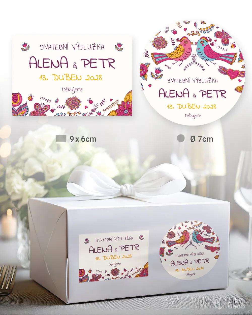 Nálepky na výslužky Pestré vtáčiky