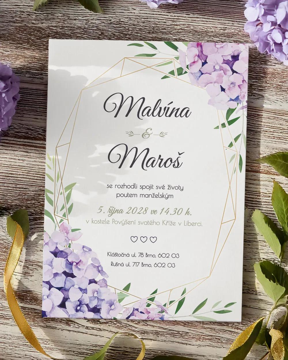 Svatební oznámení - Hortenzie