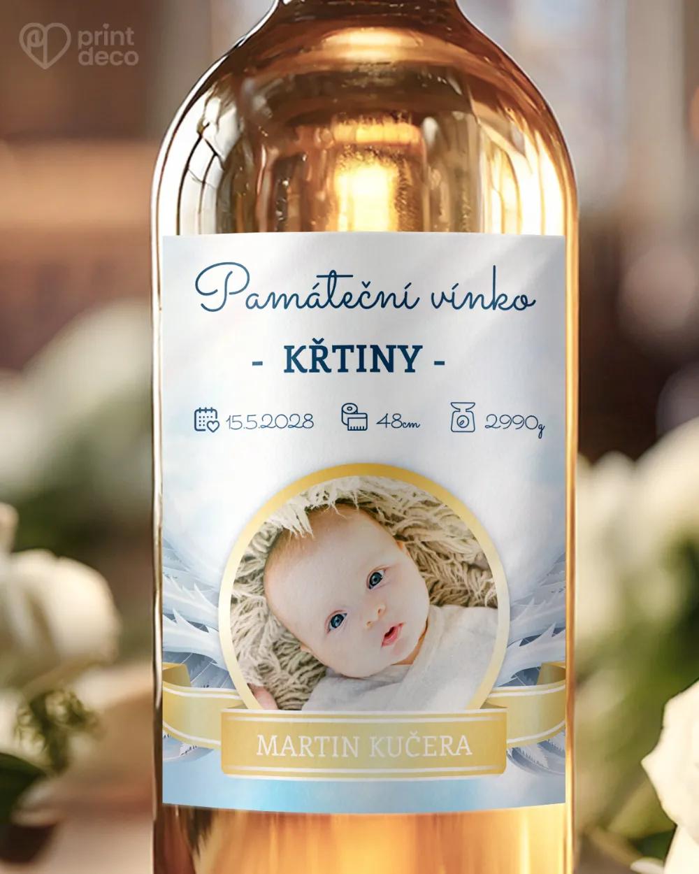 Etikety na láhve na svátost křtu, přijímání, biřmování – motiv 07 chlapec