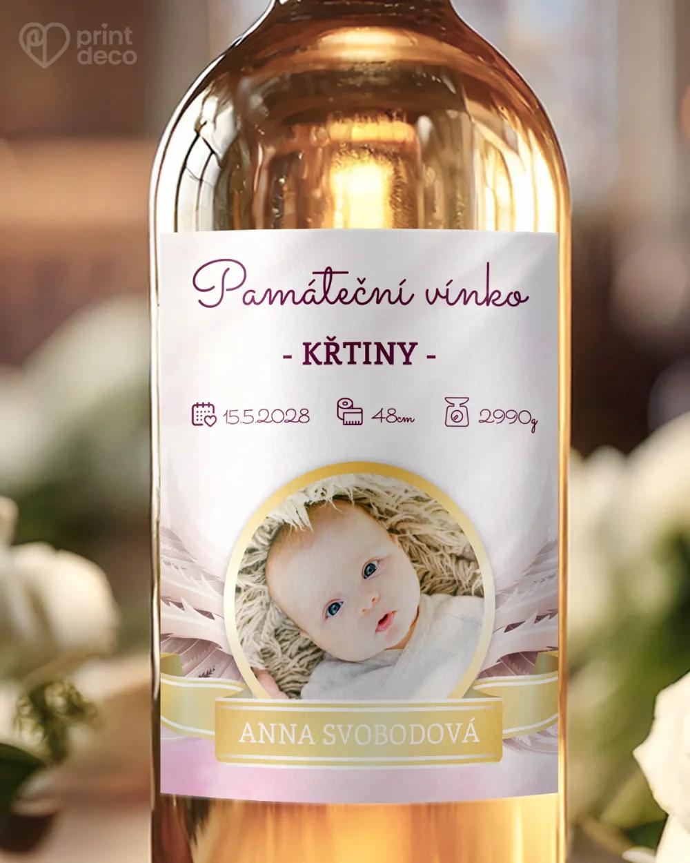 Etikety na láhve na svátost křtu, přijímání, biřmování – motiv 07 dívka