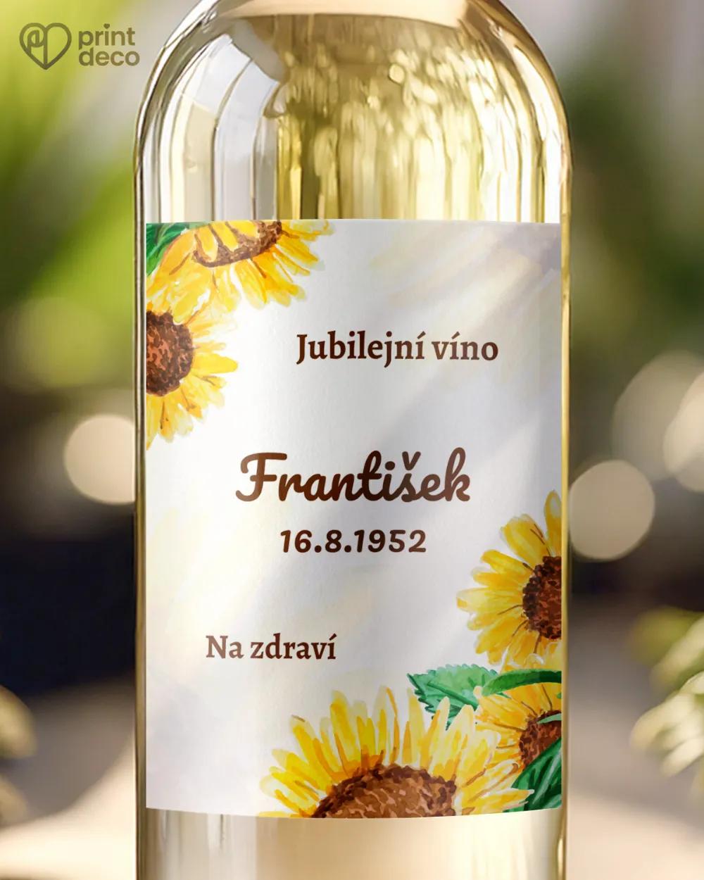 Etikety na víno / pálenku motív Slnečnice
