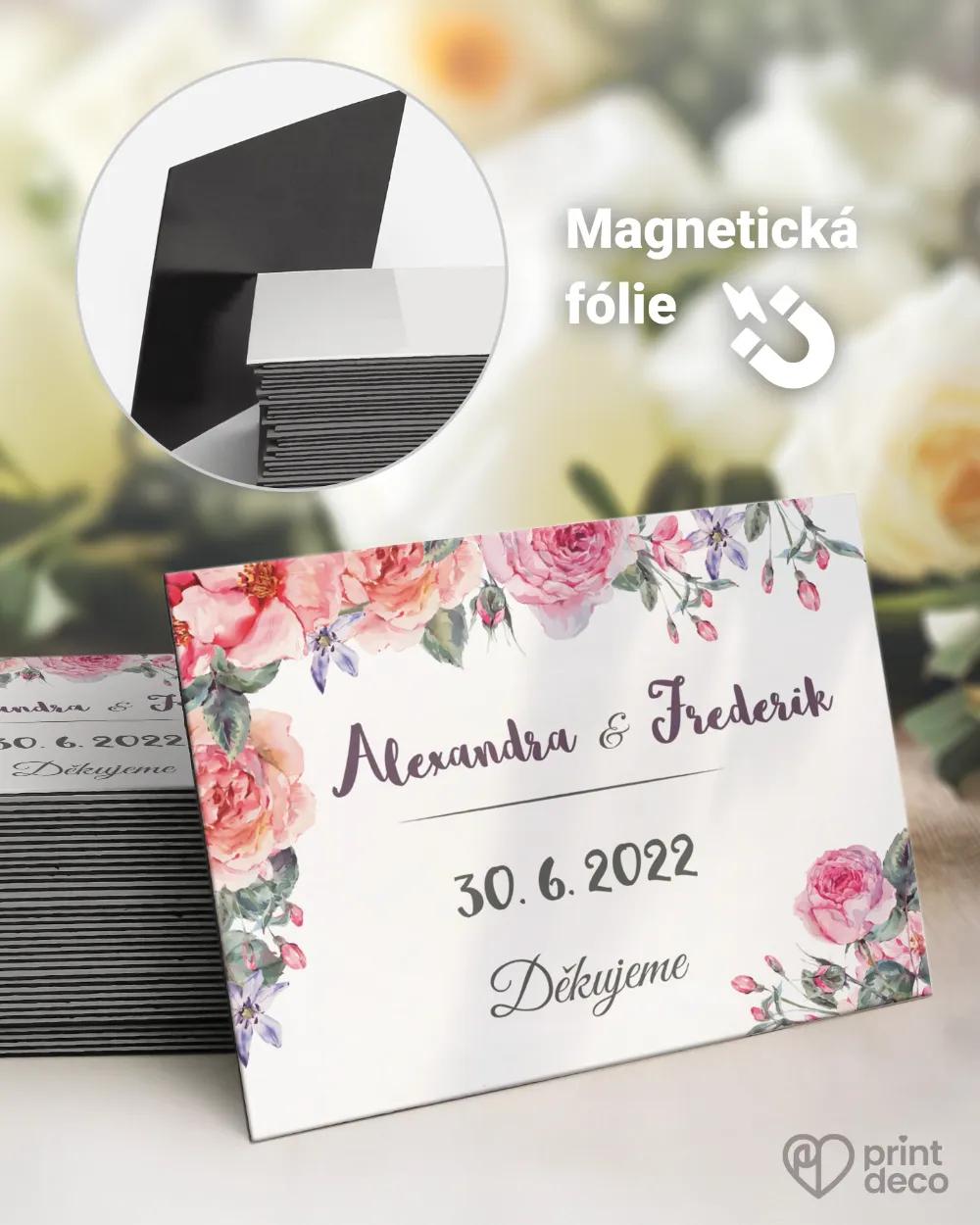 Svatební magnetky ve vintage stylu s růžemi
