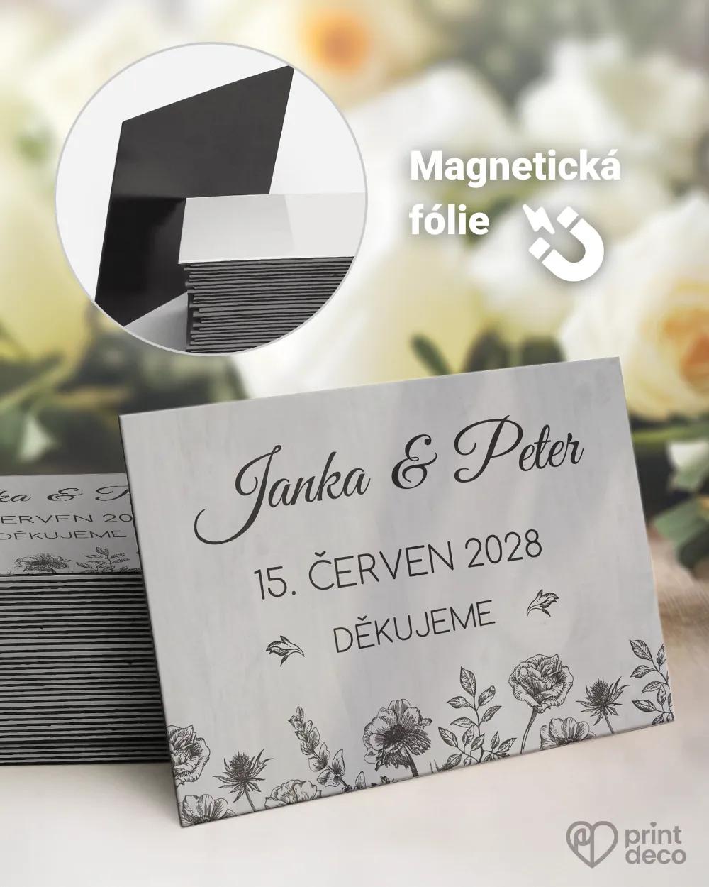 Svatební magnetky se světlým motivem luční květy