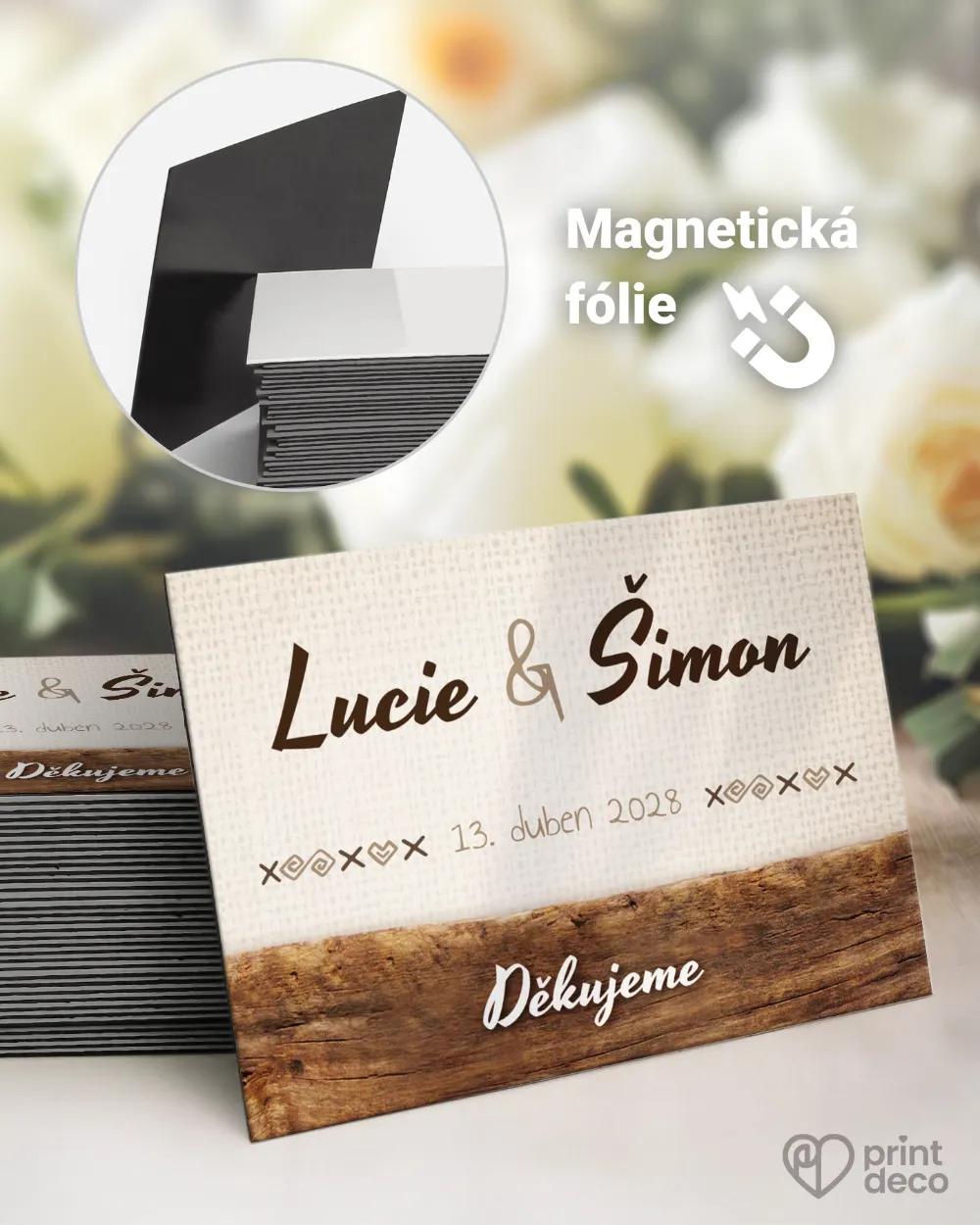 Svatební magnetky s lidovým dřevěným motivem II.