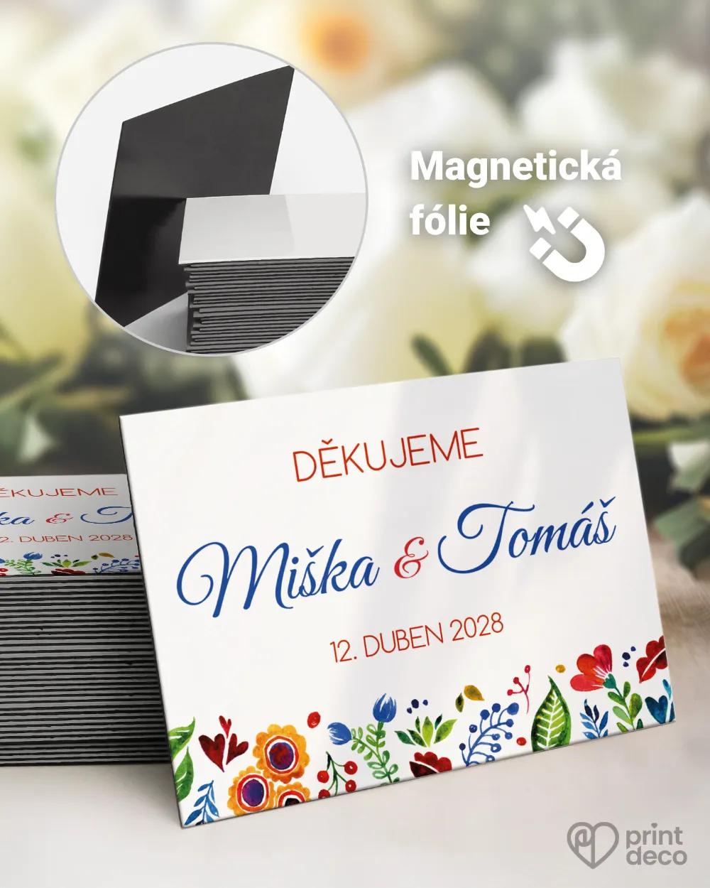 Svatební magnetky s lidovým dřevěným motivem III.