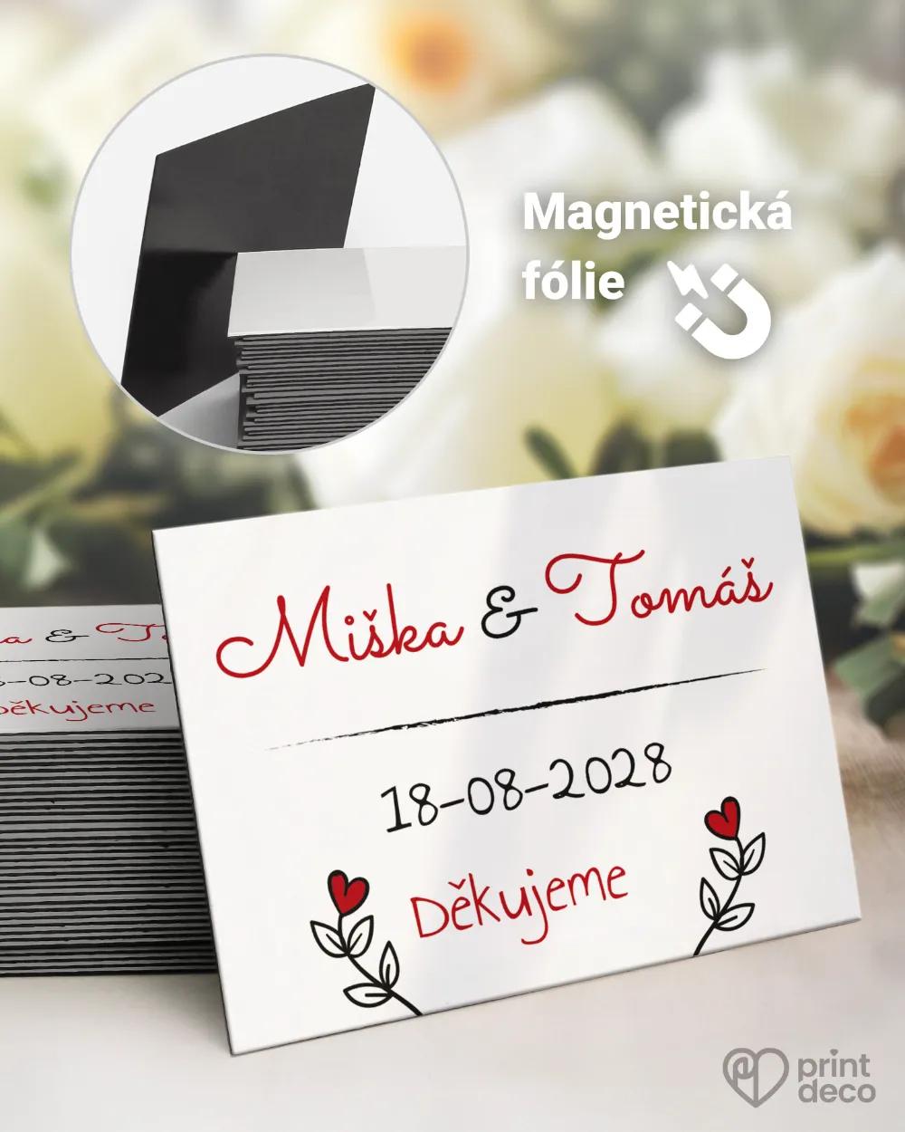 Svatební magnetky Jednoduchý kraft motiv