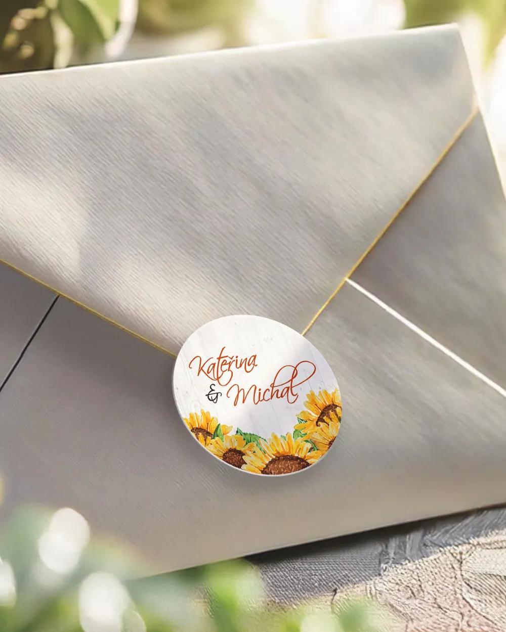 Svatební mini nálepky na obálky a dárky Slunečnice