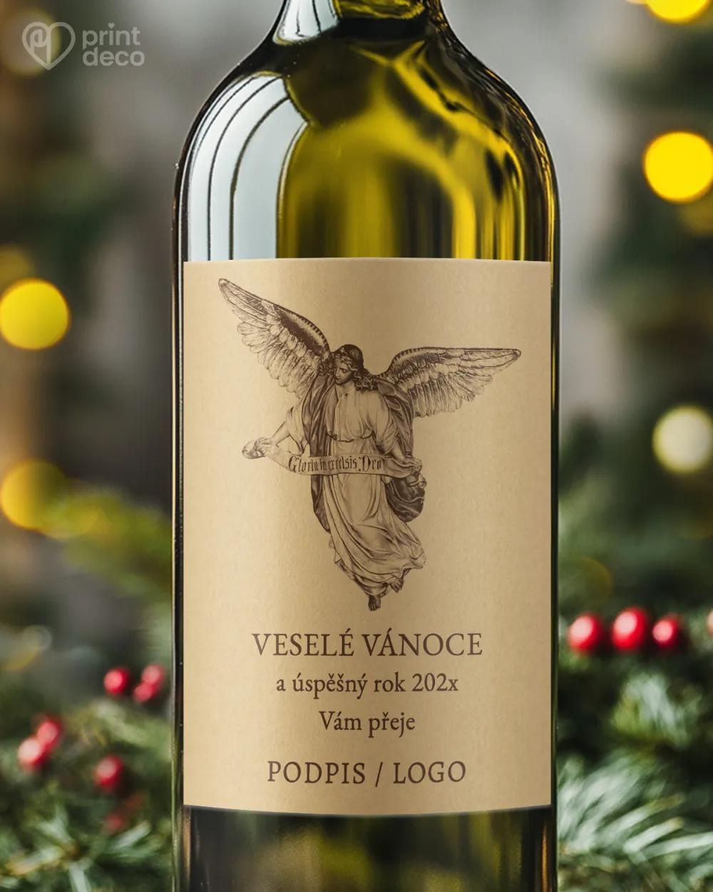 Vánoční etiketa na láhve – motiv 29 hnědá