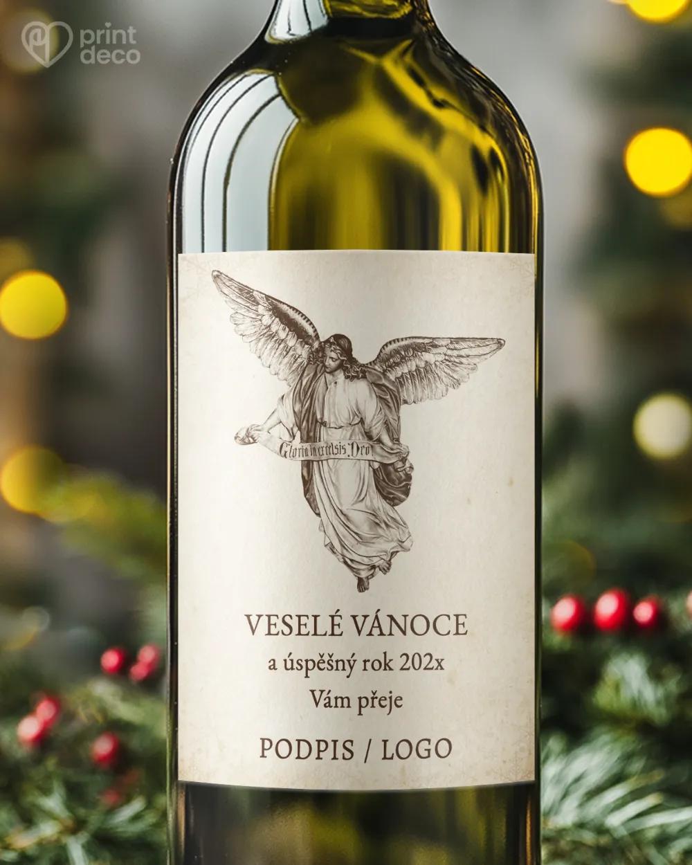 Vánoční etiketa na láhve – motiv 29 světlá