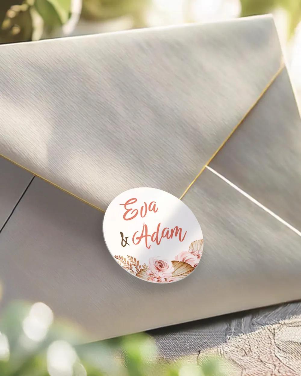 Svatební mini nálepky na obálky a dárky Sušené květiny I.