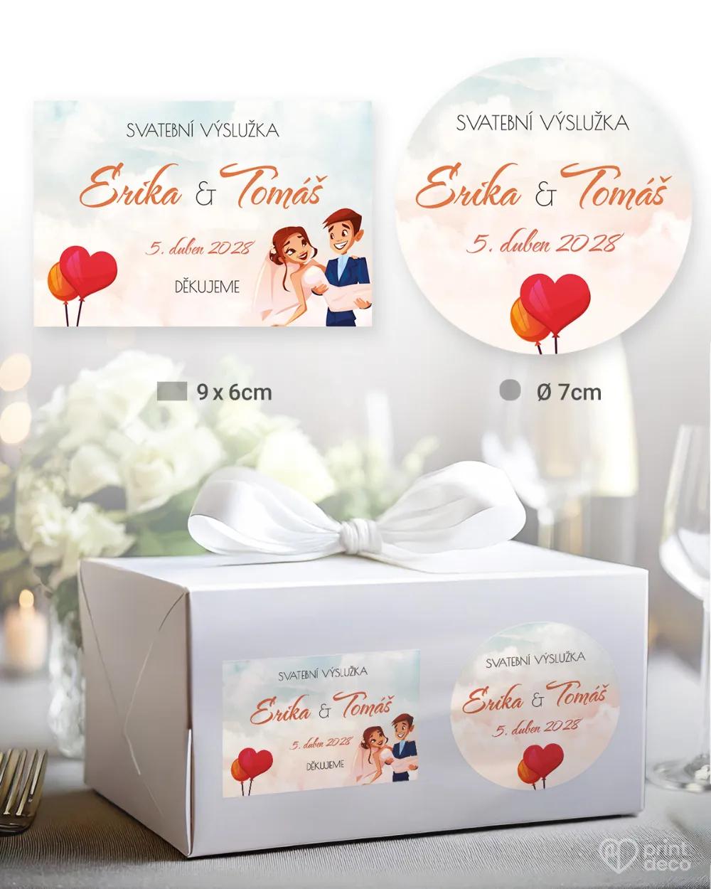 Svatební samolepky na výslužky zamilovaný pár I.