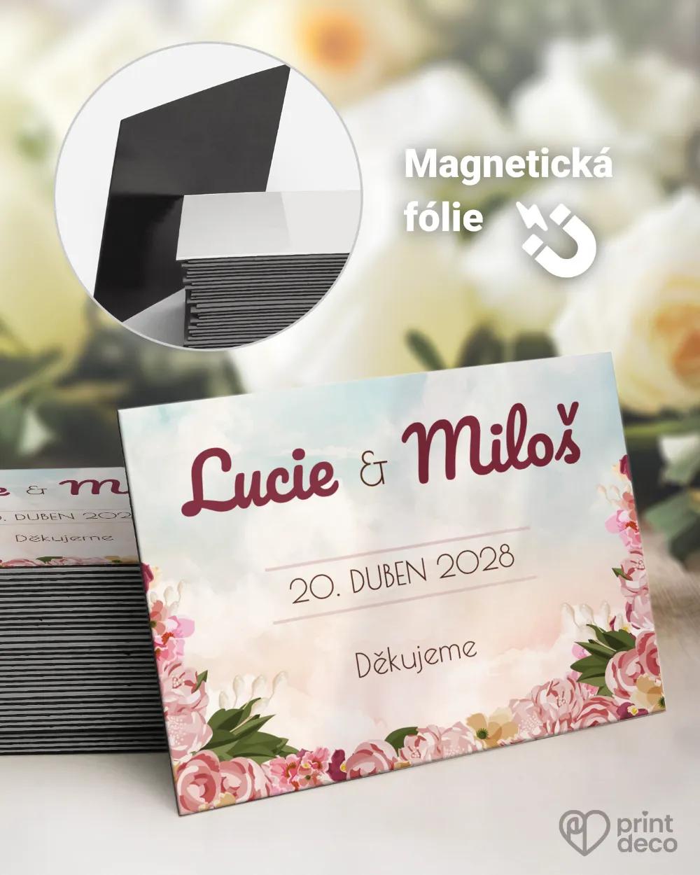 Svadobné magnetky obdĺžnik Retro láska