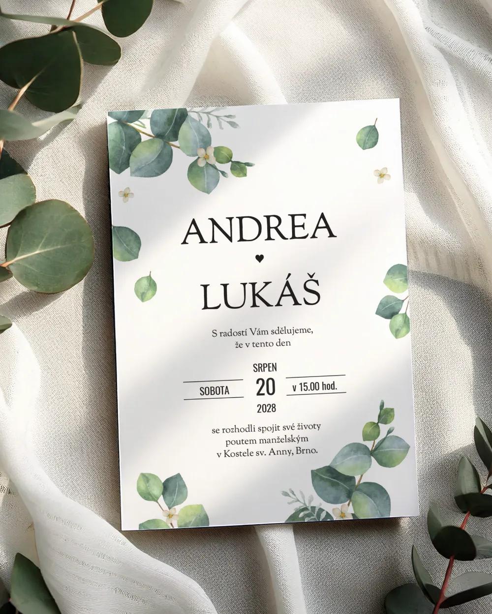 Svatební oznámení - Greenery 04