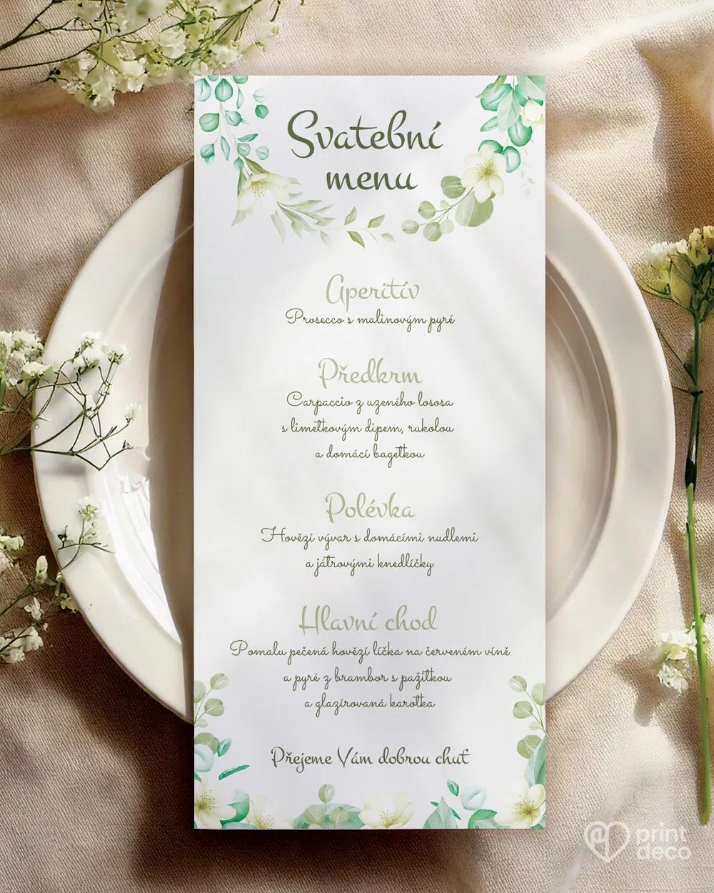 Svatební menu - Bílé květy