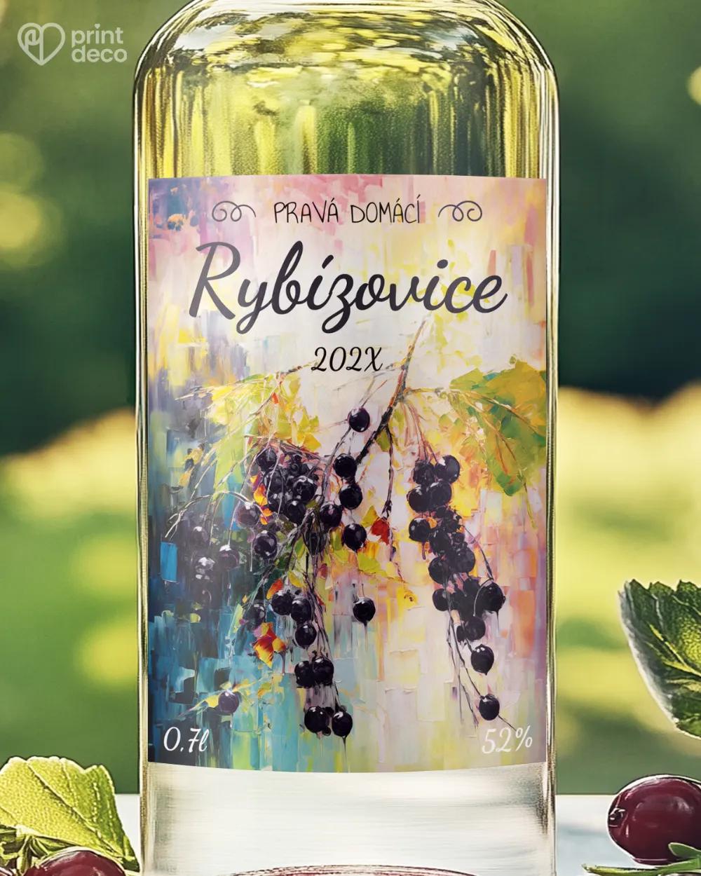 Etikety na rybízovici – motiv 01 černá