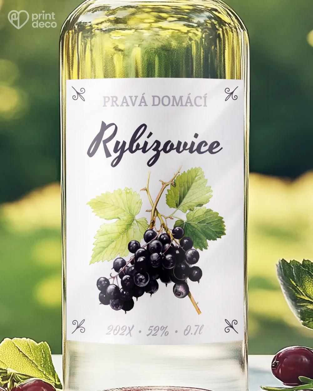 Etikety na rybízovici – motiv 04 černá