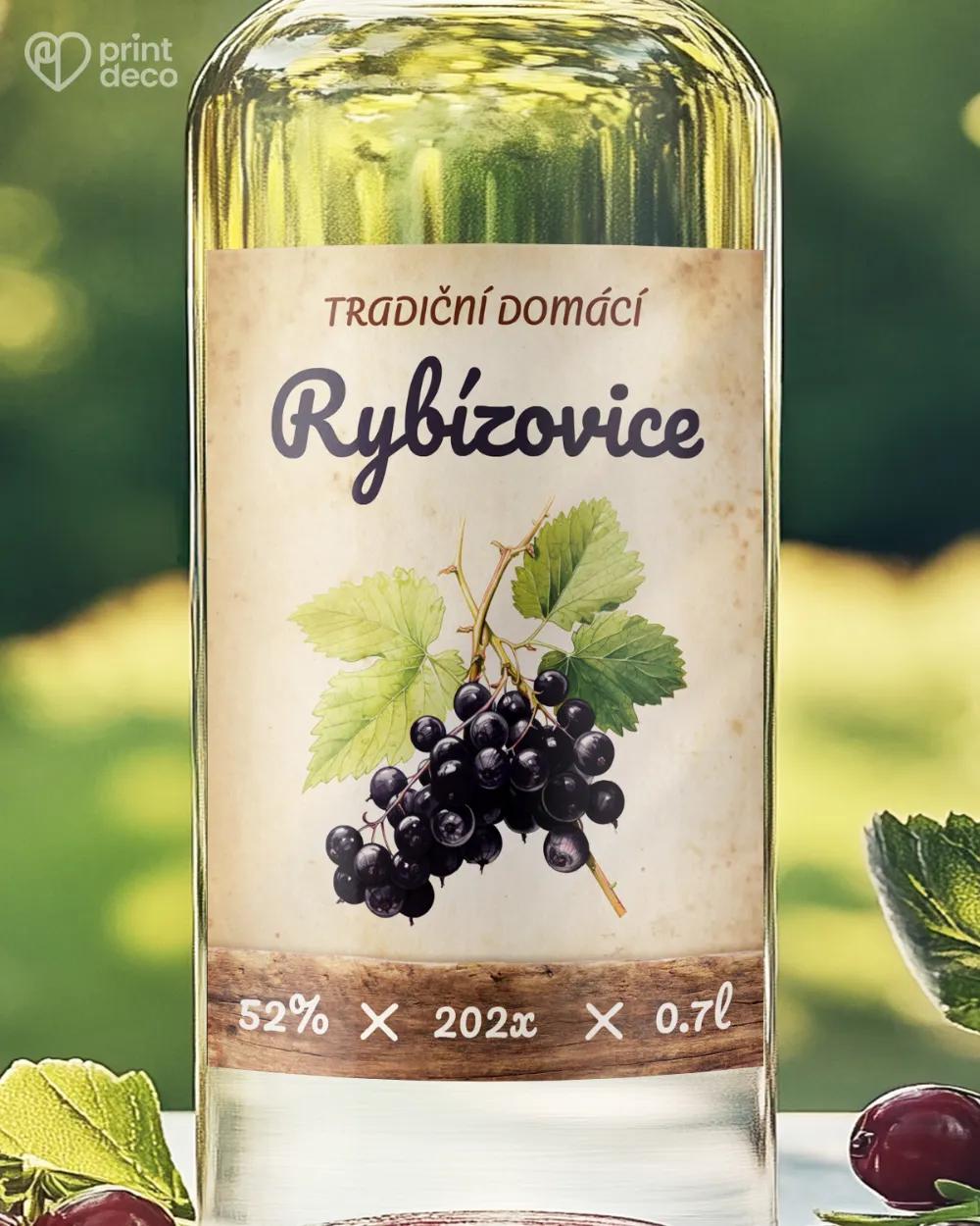 Etikety na rybízovici – motiv 07 černá