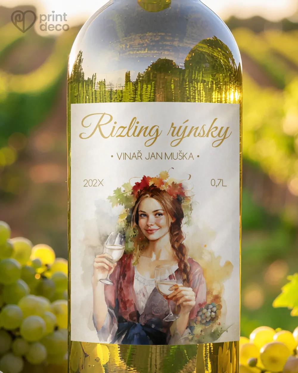 Etikety na víno - motiv 49 bílé víno