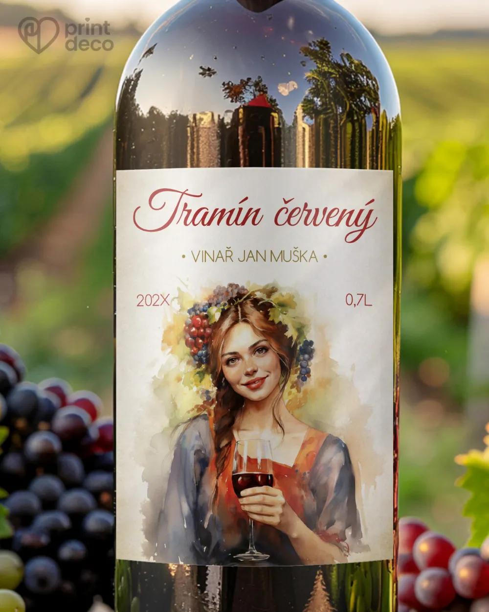 Etikety na víno - motiv 50 červené víno