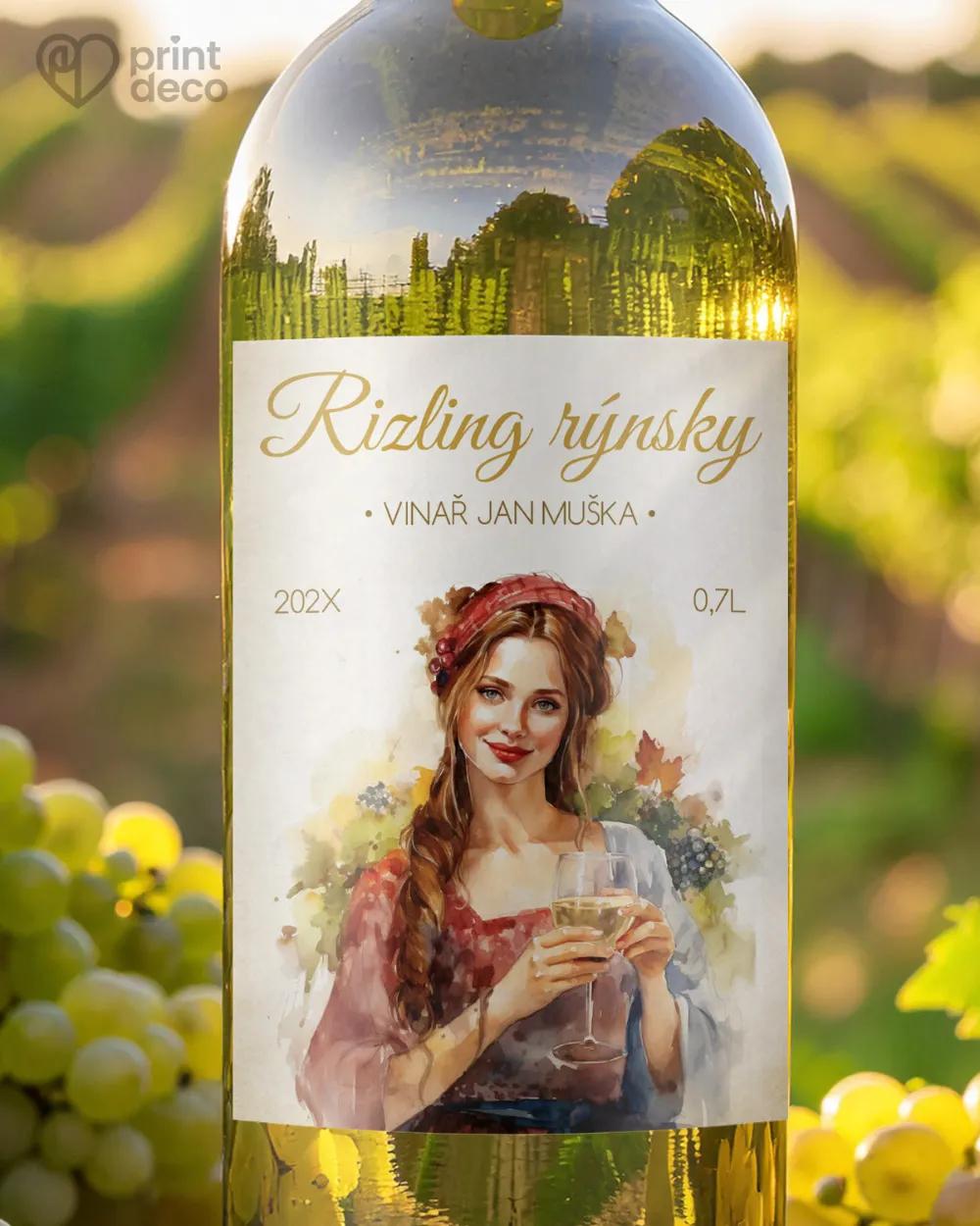 Etikety na víno - motiv 51 bílé víno