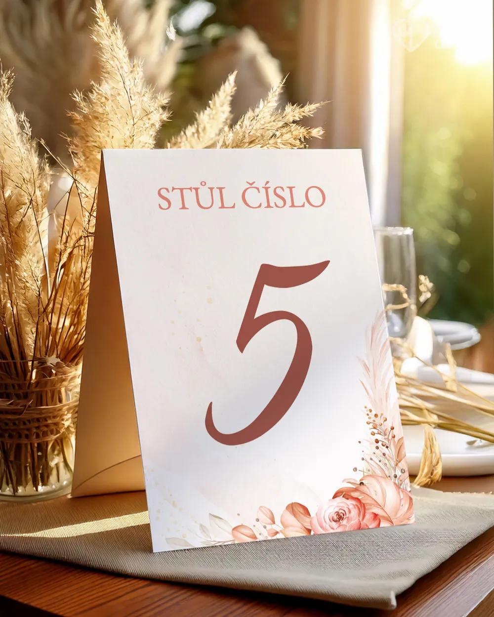 Svatební číslování stolů – Sušené květiny II.