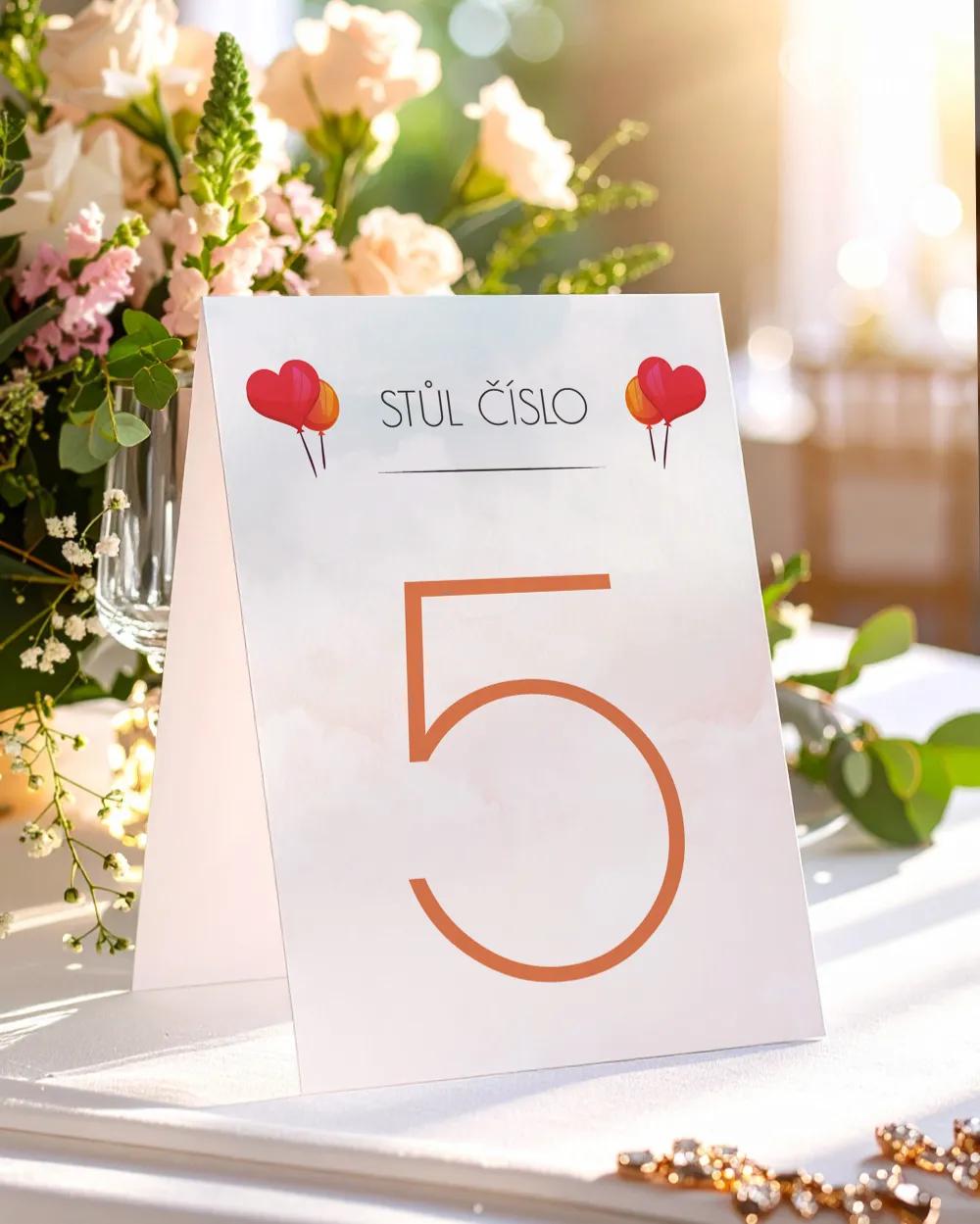 Svatební číslování stolů – Zamilovaný pár I.