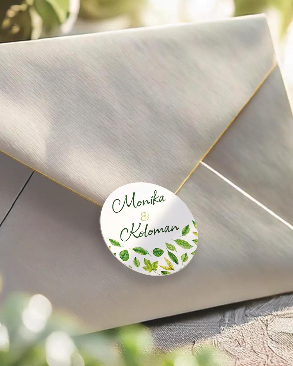 Svatební mini nálepky na obálky a dárky Svěží listy I.