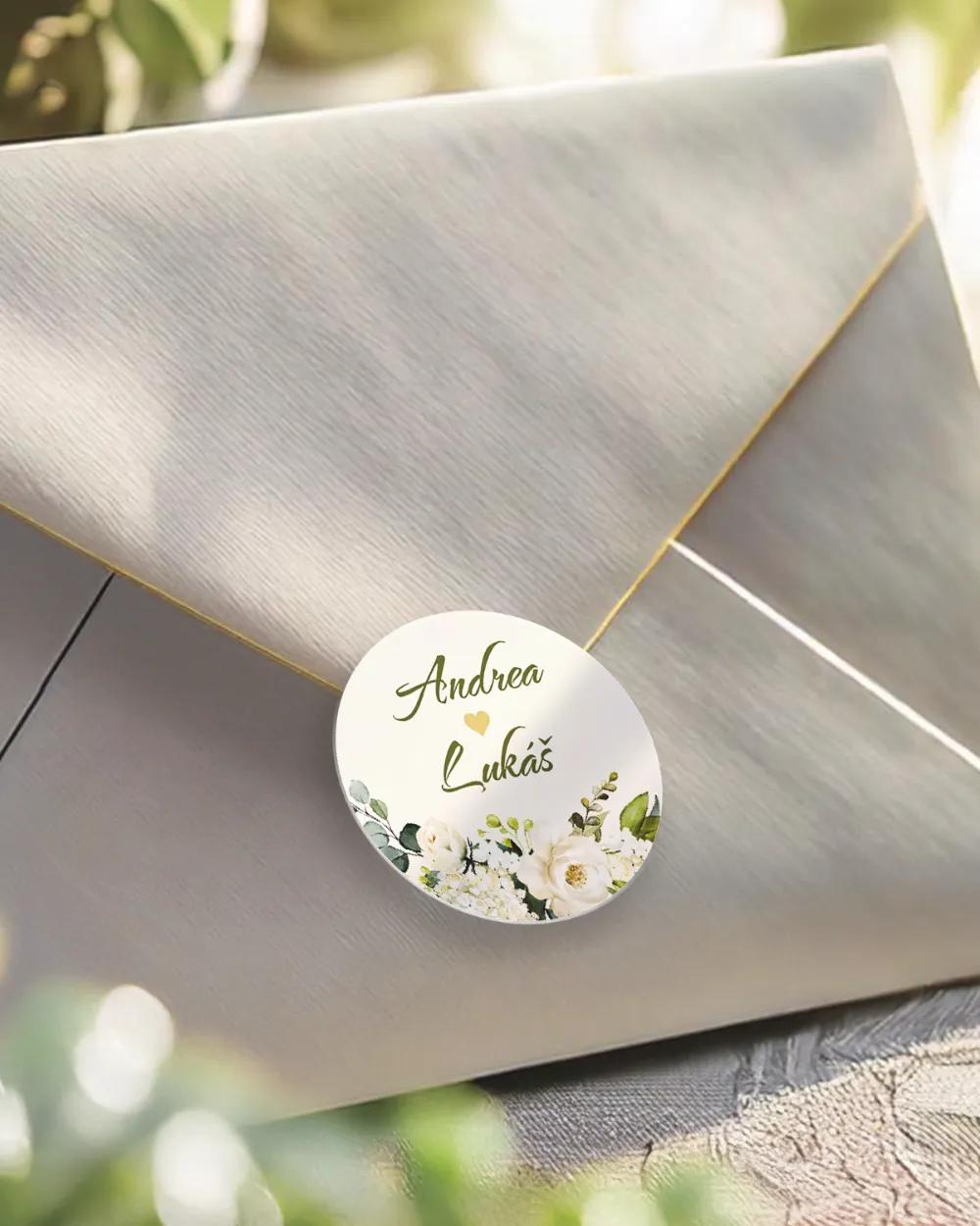 Mini nálepky na obálky / darčeky Biele ruže 04