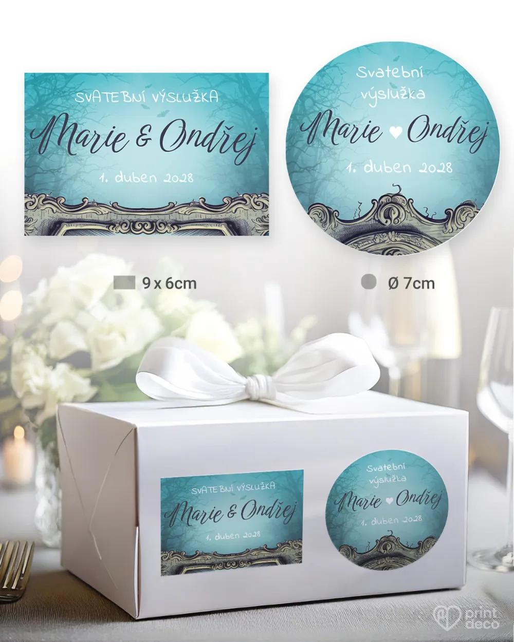 Svatební samolepky na výslužky The Addams Family