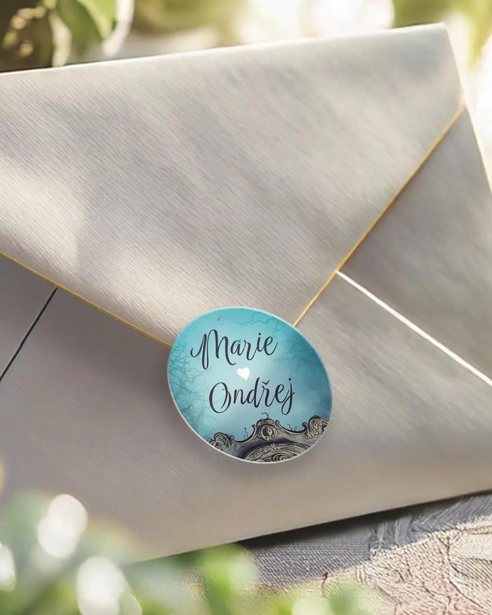 Svatební mini nálepky na obálky a dárky The Addams Family