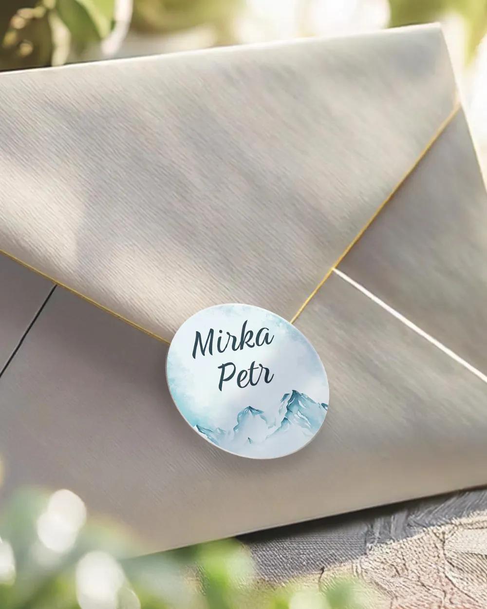 Svatební mini nálepky na obálky a dárky Zimní krajina II.