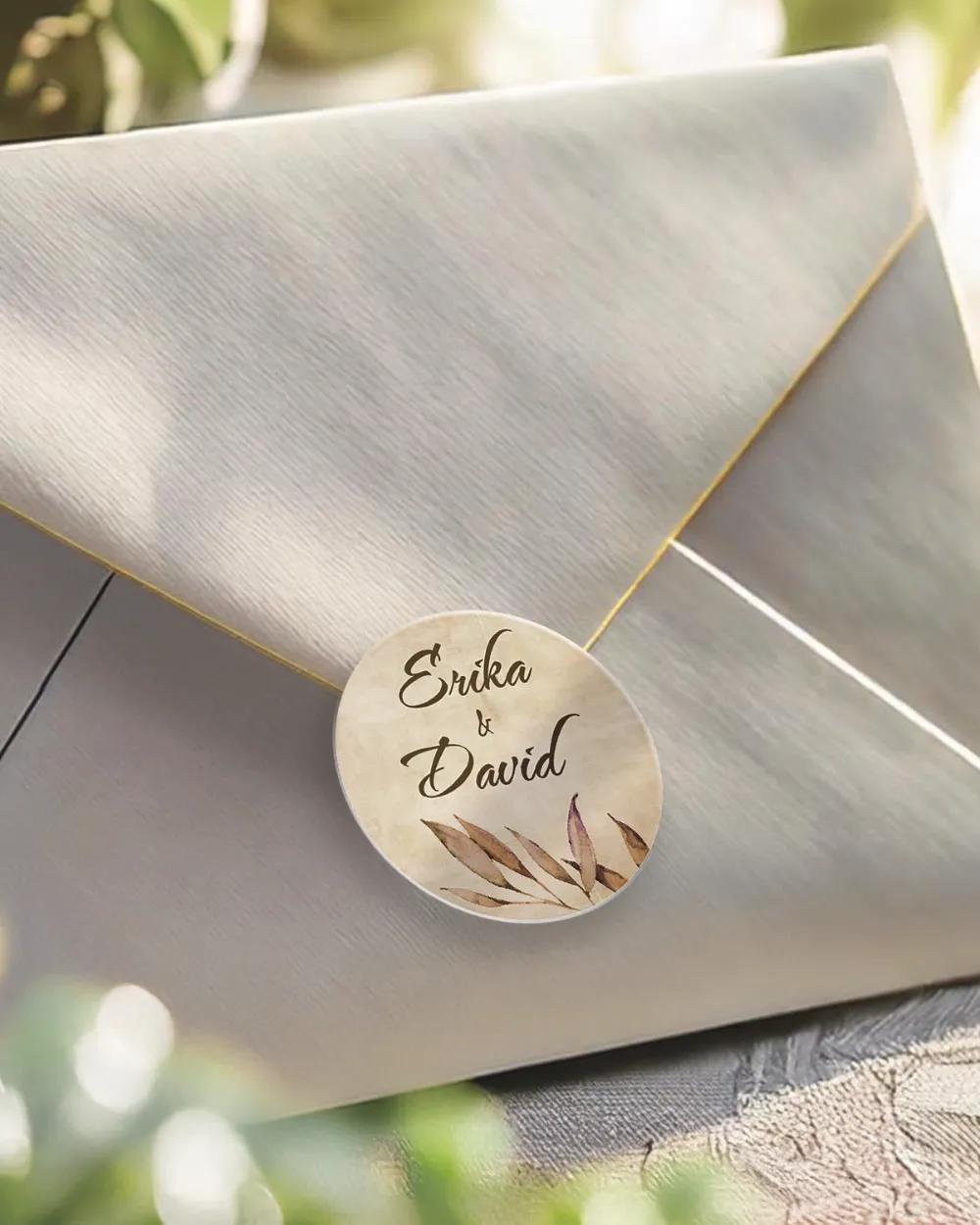 Svatební mini nálepky na obálky a dárky Vintage listy